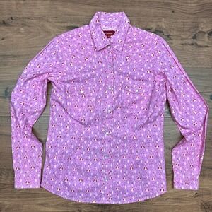 Panhandle Womens M‎ Pink Teepee Cactus Hearts Pearl Snap Western Shirt Cowgirl